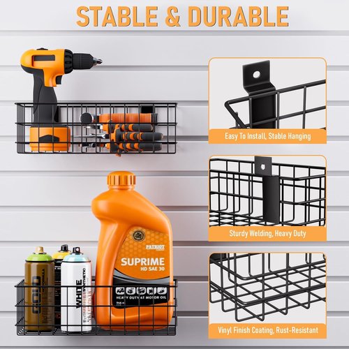 INCLY 30PCS Slatwall Accessories Set - Heavy Duty Hooks, Baskets, Shelves & Bins for Organized Garage Display