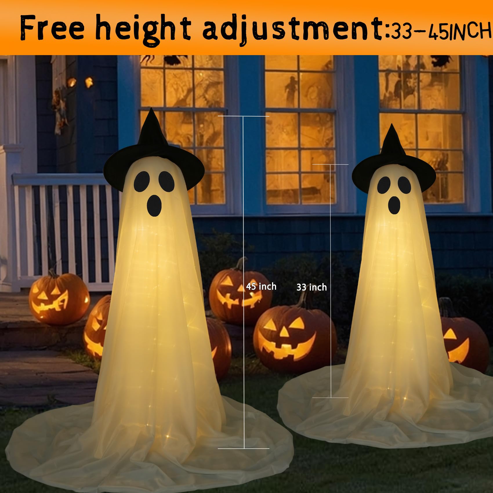 HYRIXDIRECT Halloween Decorations Indoor Outdoor, 2 Packs Light Up Spooky Ghost Halloween Decor Crafts Kit Indoor Cute Party Ghosts Decorations for Yard, Home, Room, Fireplace, Gardens