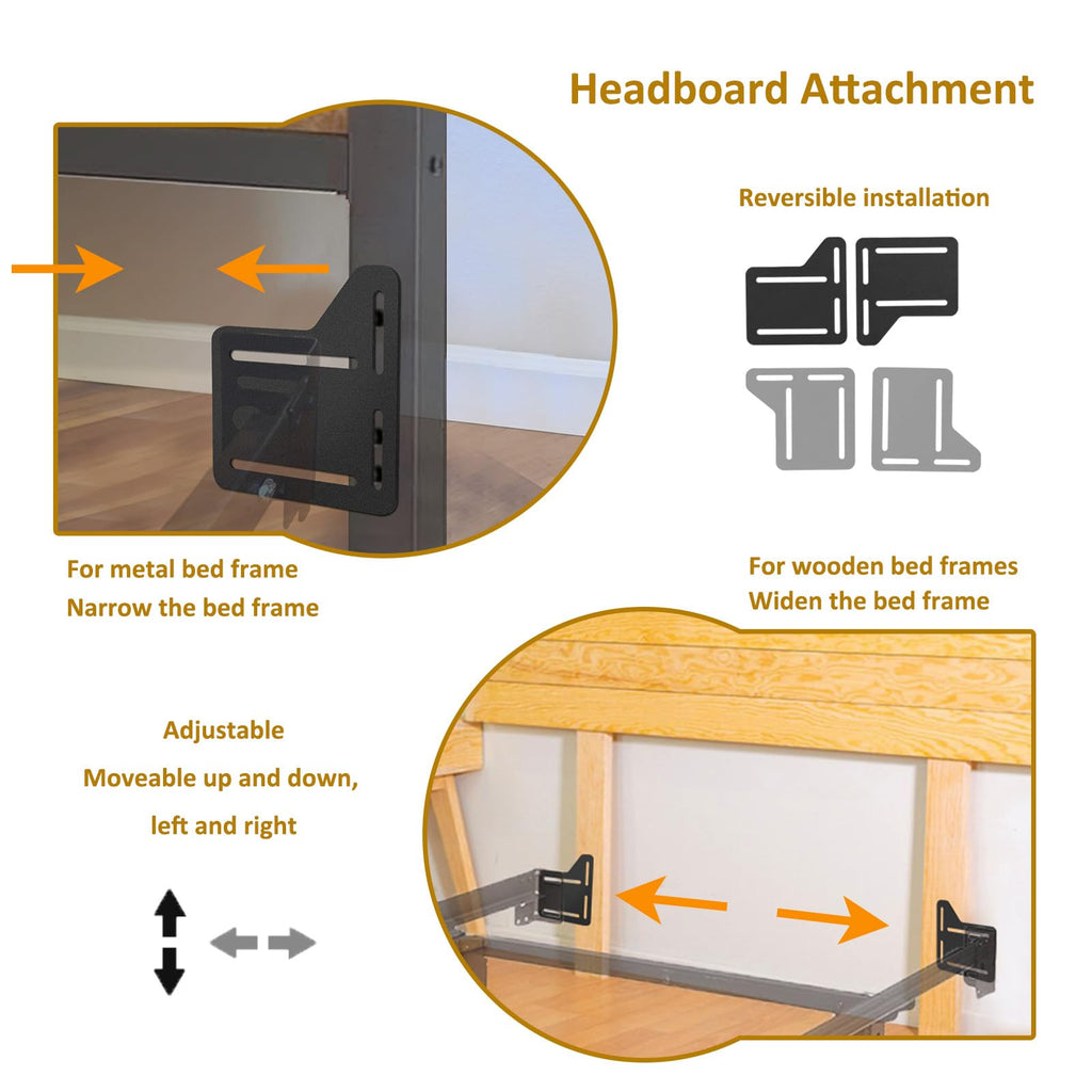 VANROUG 2 Pcs Bed Frame Brackets for Headboard, Bed Frame Adapter Connector, Bed Modification Plate, Bed Frame Conversion Kit, Headboard Attachment Bracket kit for Queen, King and Full Size Beds