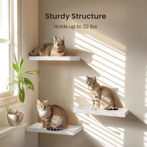 AMADA HOMEFURNISHING Floating Shelves - Set of 3 White Wall Shelves with Invisible Brackets for Home Decor