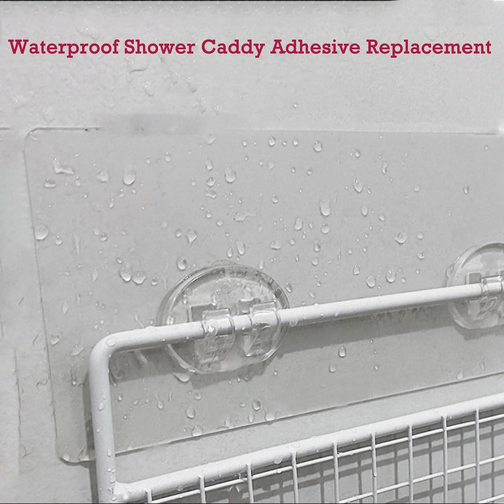 Skiennix Shower Caddy Adhesive Replacement - Strong Transparent Pads for Bathroom & Kitchen Storage | No Drilling, 4 Pack