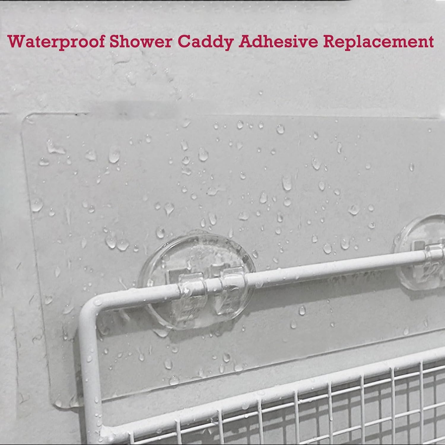 Skiennix Shower Caddy Adhesive Replacement - Strong Transparent Pads for Bathroom & Kitchen Storage | No Drilling, 4 Pack