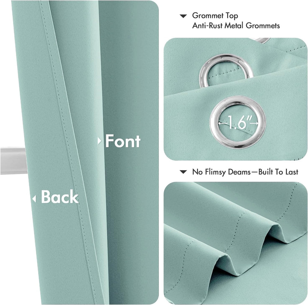 MIULEE Aqua Blackout Curtains - Thermal Insulated Room Darkening Drapes | 84-Inch Length, 2 Panels