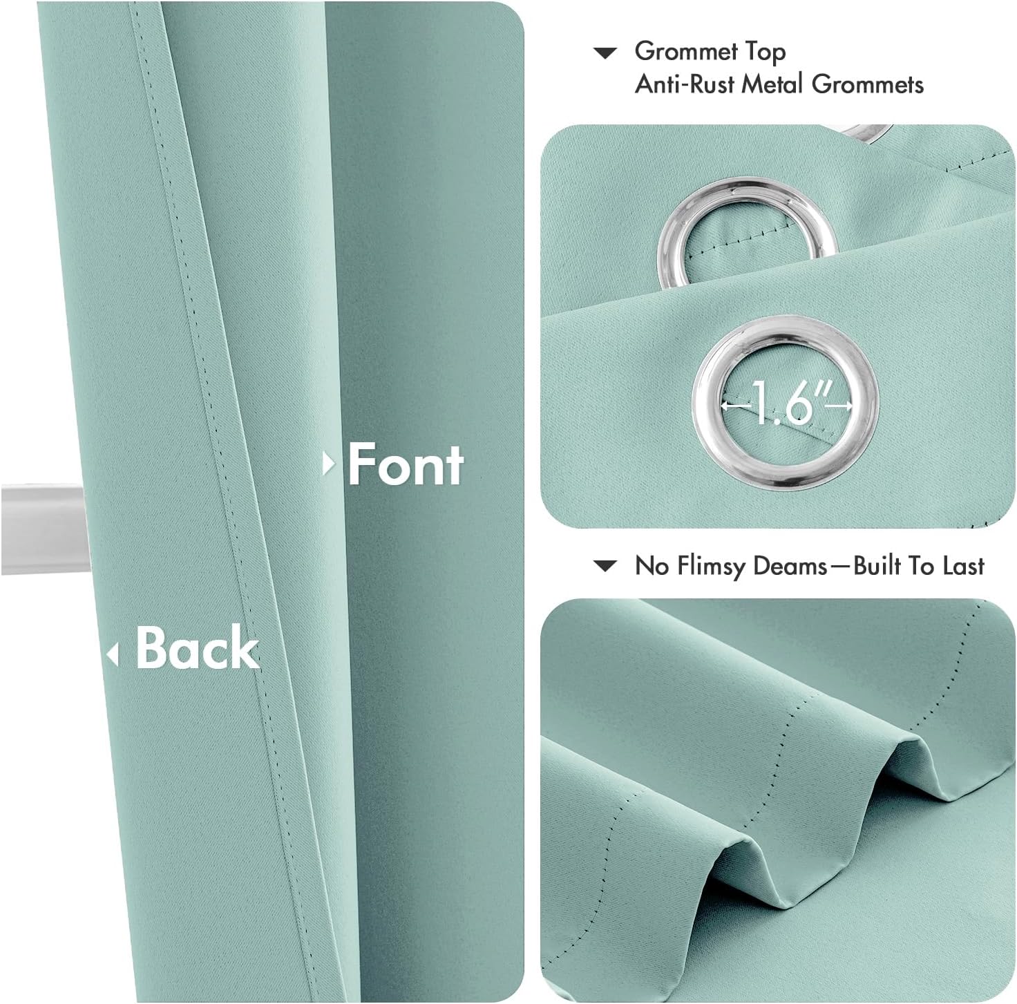 MIULEE Aqua Blackout Curtains - Thermal Insulated Room Darkening Drapes | 84-Inch Length, 2 Panels