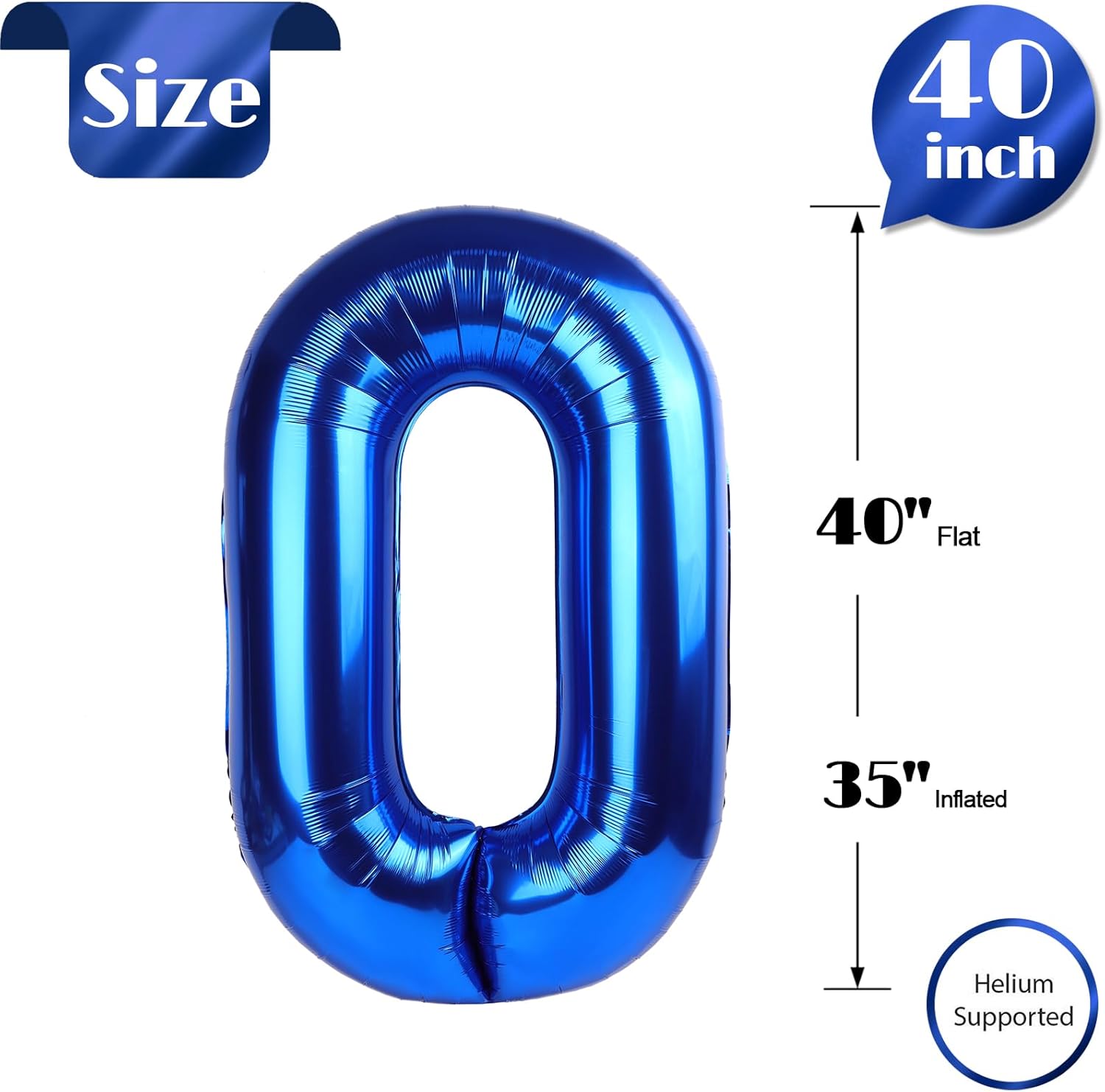 Number Balloons 40 Inch - Navy Blue 0 Balloon for Birthday Decorations | Perfect for Boys and Men
