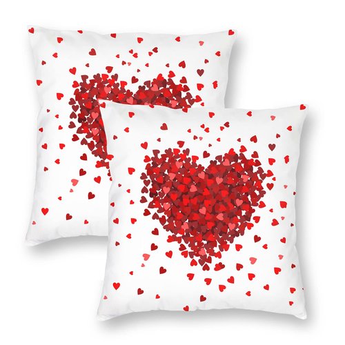 Aitukang Valentines Pillow Covers 18x18 Set of 2 Red Heart Valentine's Day Throw Pillow Cases Home Decorations Cushion Cover for Couch Sofa Bed Farmhouse