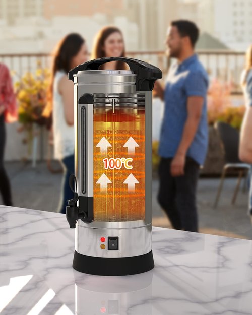 Garvee 70 Cup Commercial Coffee Maker 10 L, Large Capacity Coffee Urns with Double-wall 304 Stainless Steel, Quick Brewing Coffee Dispenser for Meeting Rooms and Other Large Gatherings