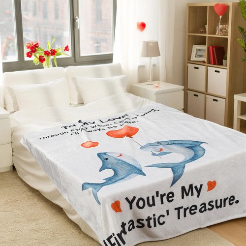 Hahafelt Valentine's Day Gifts for Him/her, Shark Blanket Valentines Gift for Boyfriend/Girlfriend 60"x50", Husband Wife Birthday Blanket, Wedding for Men/Women, I Love You Gift