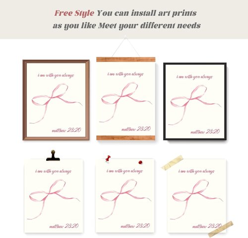 LARTSFRO Coquette Pink Bow Wall Art - Aesthetic Decor for Teen Girls | Set of 4 Unframed 10x8 Inch Prints