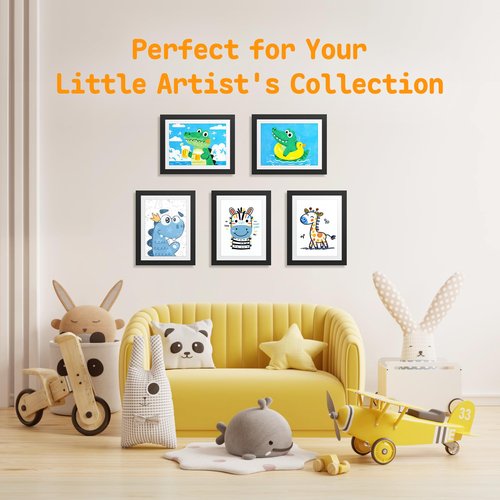 4 Pack Kids Artwork Frames Changeable 8.5 x 11 Inch Children Art Projects Children Art Frames Front Opening Picture Display Frame Holds 150 Drawings for Craft Storage, Room Decor, Portfolio, Black