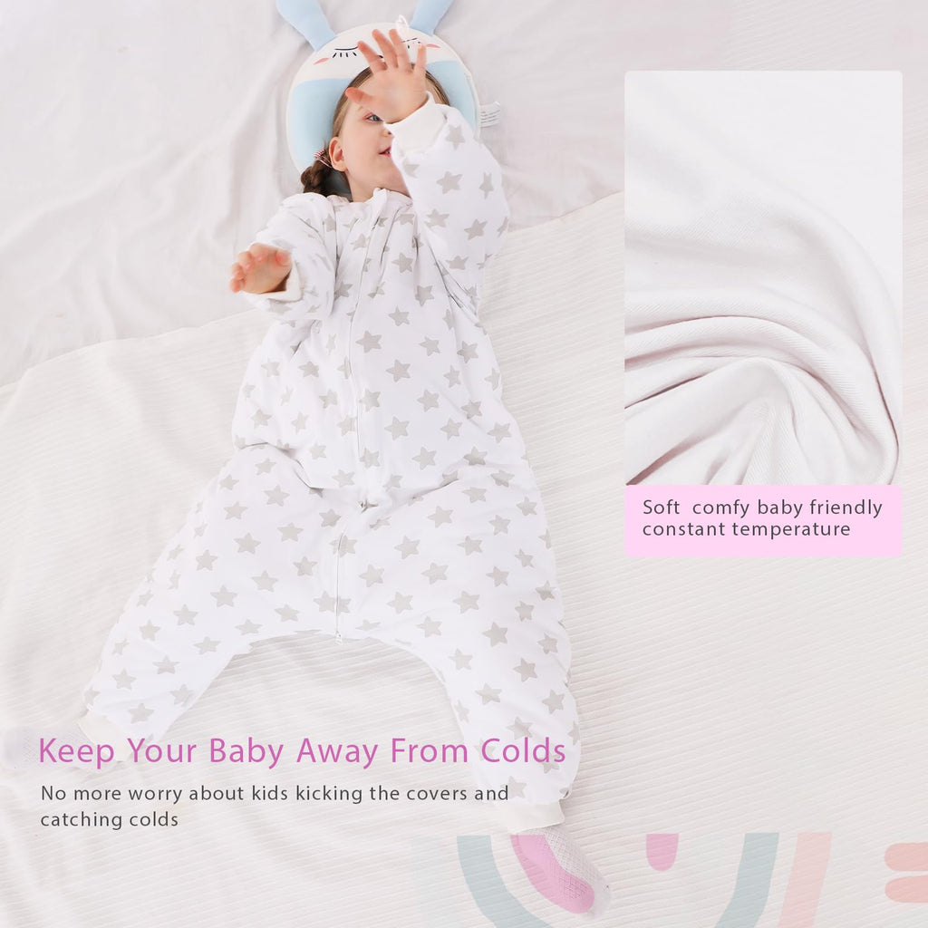 WONDAY Toddler Sleep Sack with Legs, 2.5 TOG Winter Wearable Blanket, Cozy Cotton Walker Sleep Sack for Boys & Girls 3T 4T 5T