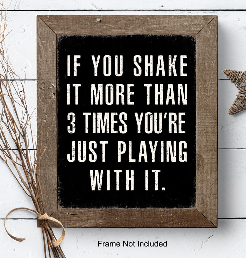 Skiennix Bathroom Wall Decor - Rustic Black Funny Sayings | Cute Sarcastic Gifts for Him - Small Masculine Art Print