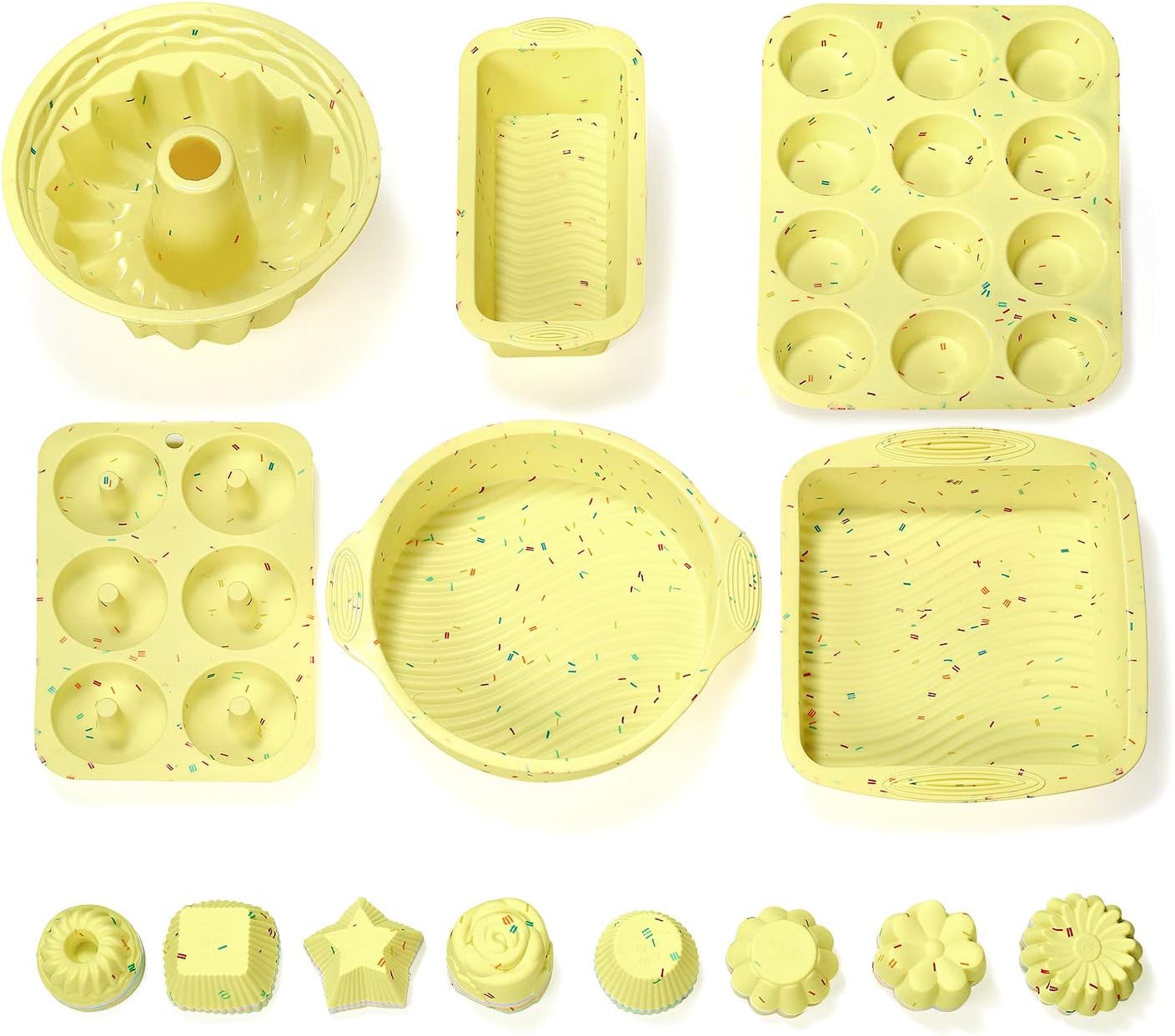 Skiennix 46PCS Silicone Bakeware Set - Versatile Molds for Cakes, Muffins, and Cupcakes | Durable & Easy to Clean