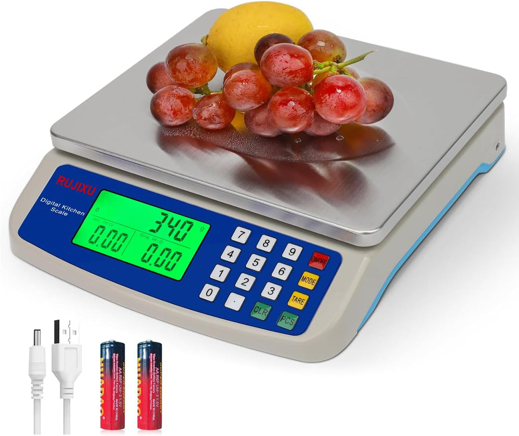 Skiennix Large Digital Kitchen Scale - 30KG Capacity | Stainless Steel, LCD Display for Baking & Food Prep