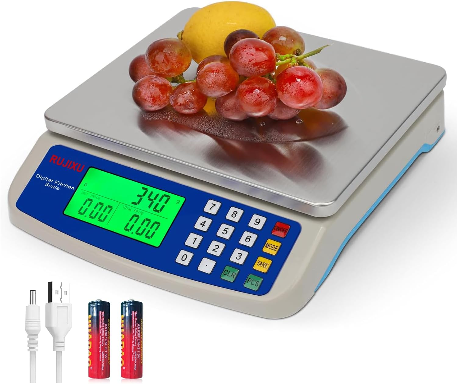 Skiennix Large Digital Kitchen Scale - 30KG Capacity | Stainless Steel, LCD Display for Baking & Food Prep