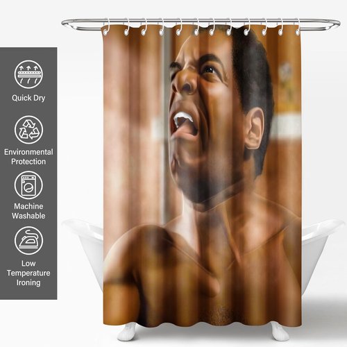 KAIRA Black Men Shower Curtain,Pops Shower Curtain,72 x 72 Inches, Funny Bathroom Decor, Easy to Clean Waterproof Polyester Fabric,Includes 12 Hooks