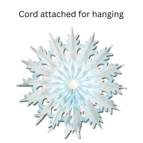 Beistle Dip-Dyed Snowflakes – 12-Pack Large Tissue Hanging Decorations with Attached Cord, Wintry Blue-and-White Holiday Décor for Parties, Christmas Events, Winter Wonderland Seasonal Displays, 17"