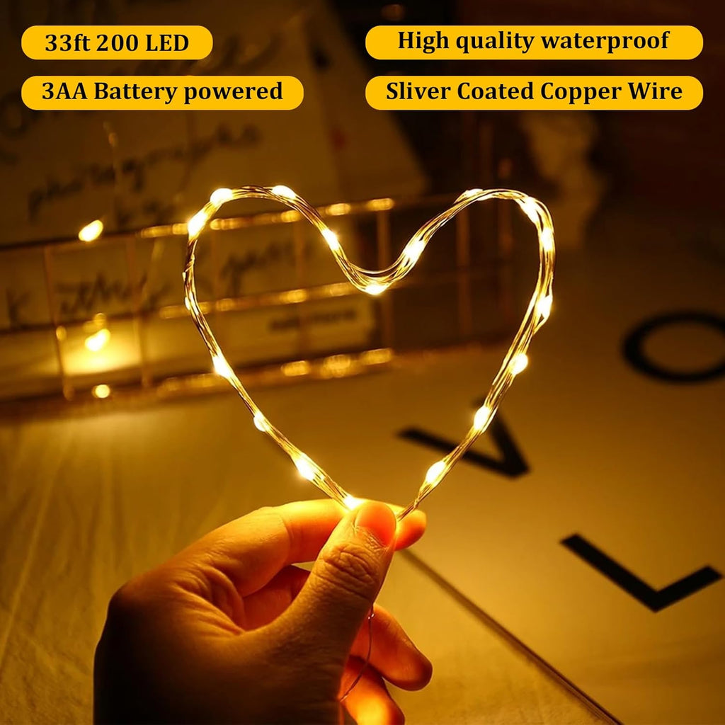 Skiennix Mini Battery-Powered Copper Wire Fairy Lights - 16ft Warm White String Lights for Bedroom, Christmas, Weddings & Parties