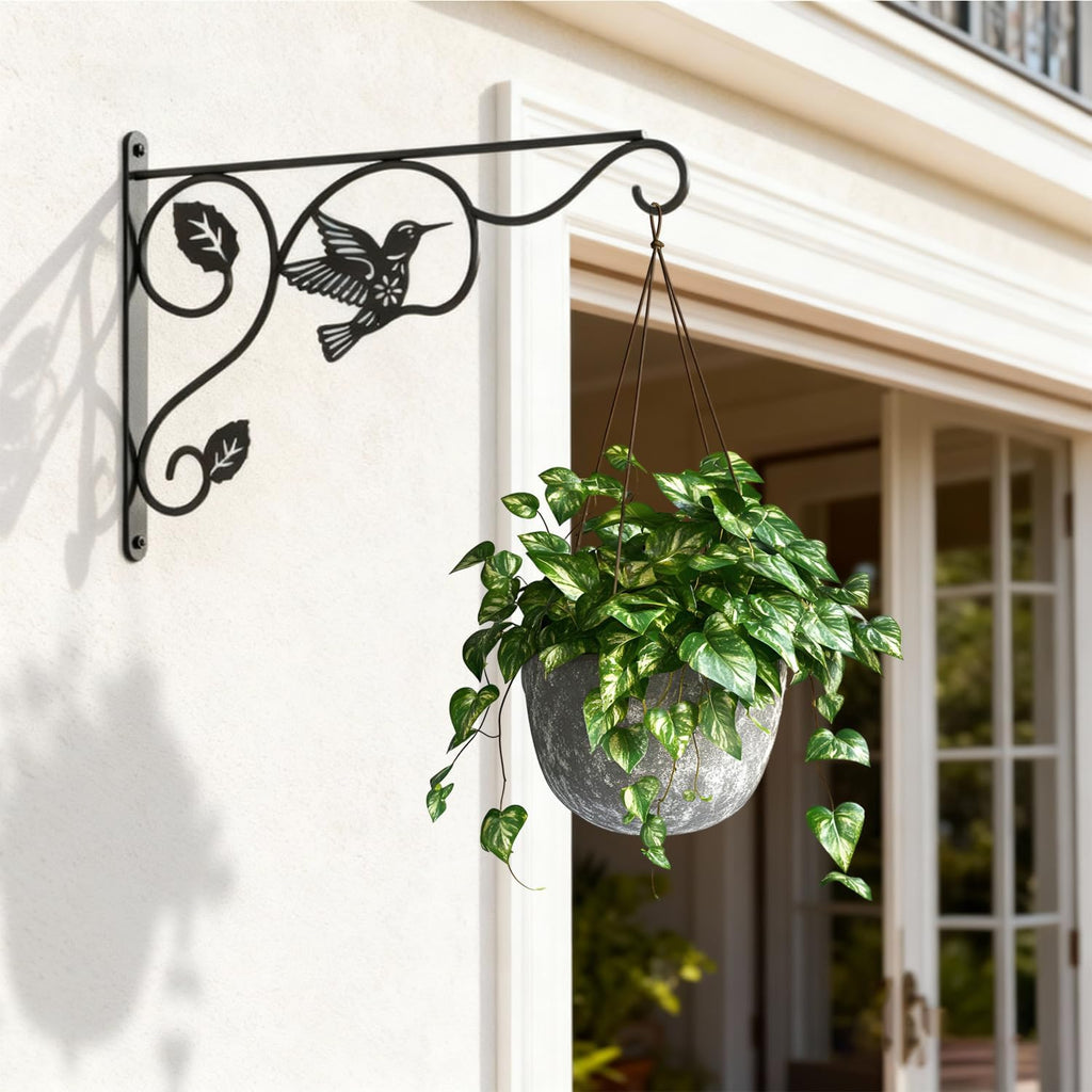 Skiennix Plant Hooks - Sturdy 12-Inch Metal Wall Hangers for Indoor/Outdoor Decor | Black Finish