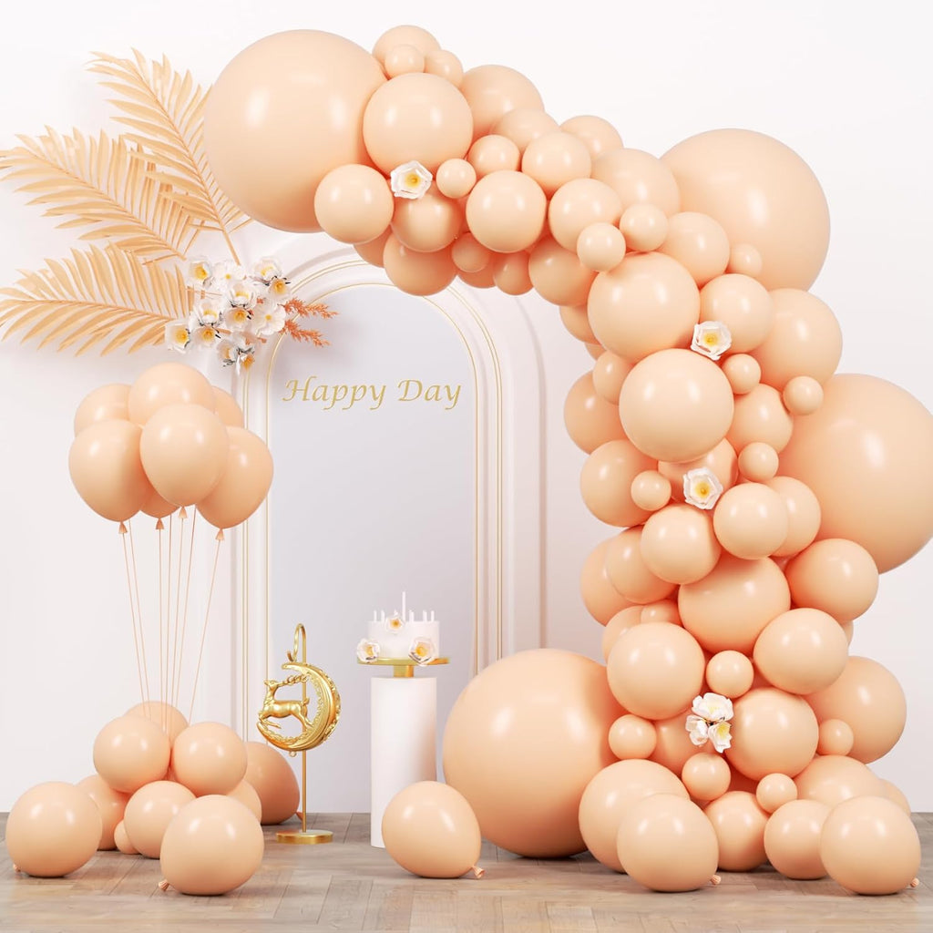 Voircoloria 130-Piece Pastel Orange Balloon Garland Kit - Latex Balloons for Birthday, Baby Shower, Graduation & Gender Reveal Parties