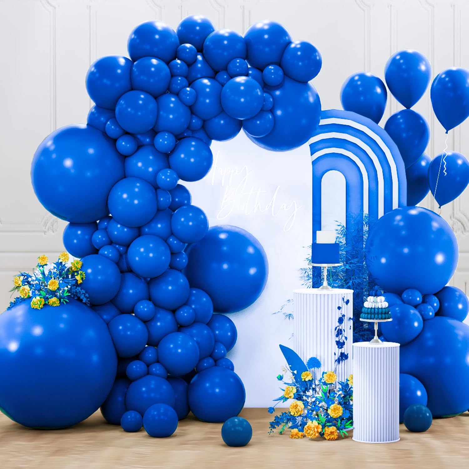 PartyWoo Royal Blue Balloons - 127-Piece Arch Kit for Baby Shower & Graduation | 5-18 Inch Sizes