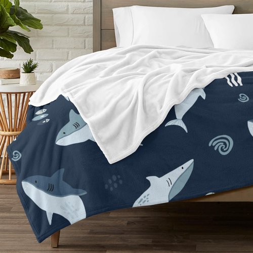 Shark Blanket Gift Cute Animal Blanket Bed Throw Blanket Soft Lightweight Cozy Warm Blankets for Kids Teens Men Women (50"x40", Shark)