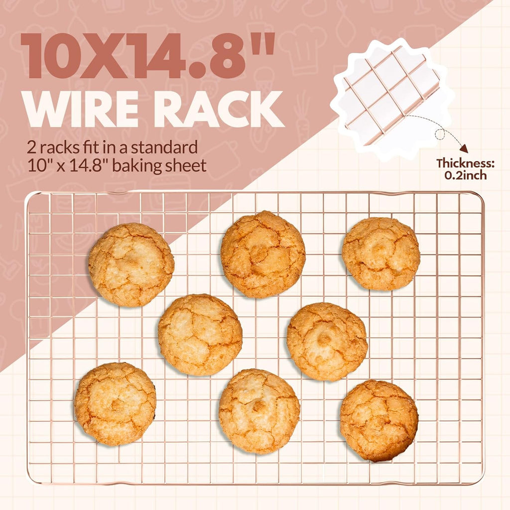 Skiennix Cooling Racks - 2 PCS Stainless Steel Baking Racks | 14.8x10 Inches Oven Safe Design