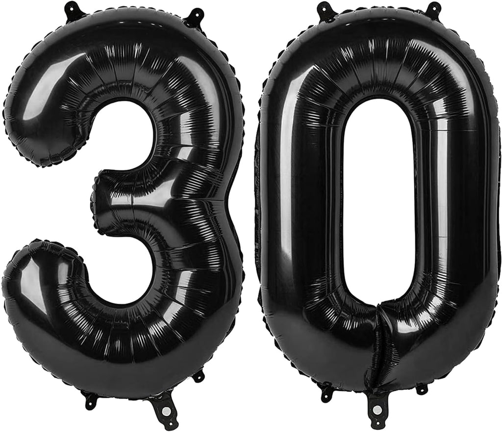 Skiennix 30 Inch Balloon Number - Black Foil 30th Birthday Decoration for Him/Her | Perfect for Celebrations