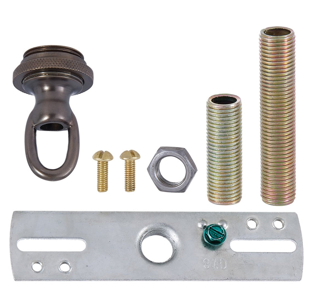 B&P Lamp Antique Bronze Finish Cast Brass Screw Collar Ceiling Light Canopy Plate Kit