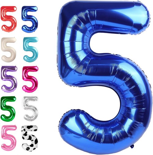 Large Number 5 Birthday Balloon by [Brand Name] - Navy Blue Foil Mylar for 5th, 15th, 25th Celebrations
