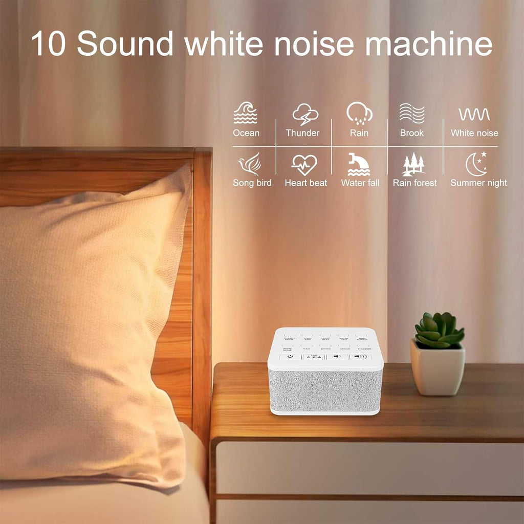 Skiennix White Noise Sound Machine - Portable Travel Device with 10 Soothing Sounds for Sleep | Rechargeable Timer Function