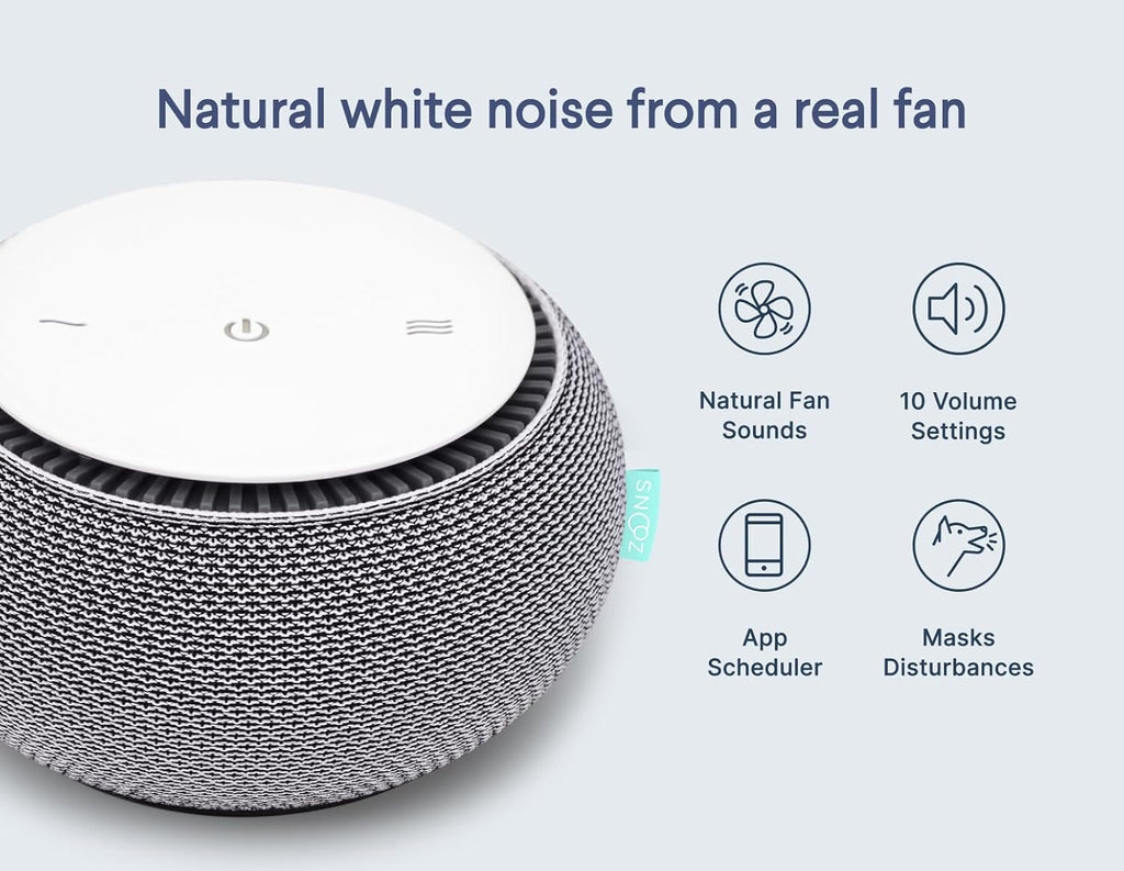 SNOOZ Smart White Noise Machine - Real Fan for Non-Looping Sound | Portable Sleep Aid for Home & Travel