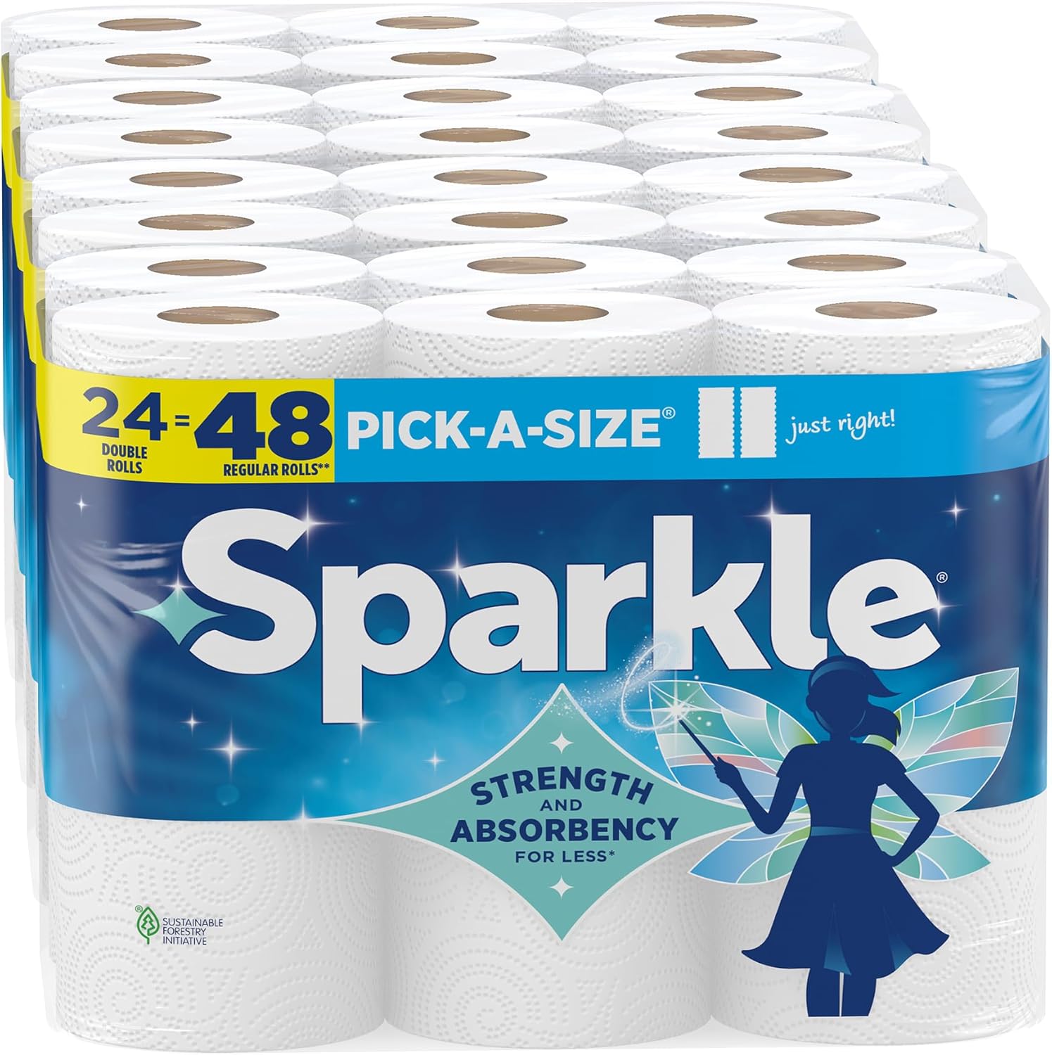 Sparkle Paper Towels - Strong 2-Ply Pick-A-Size Rolls | 24 Double Rolls (2,640 Sheets) for Kitchen Cleanup