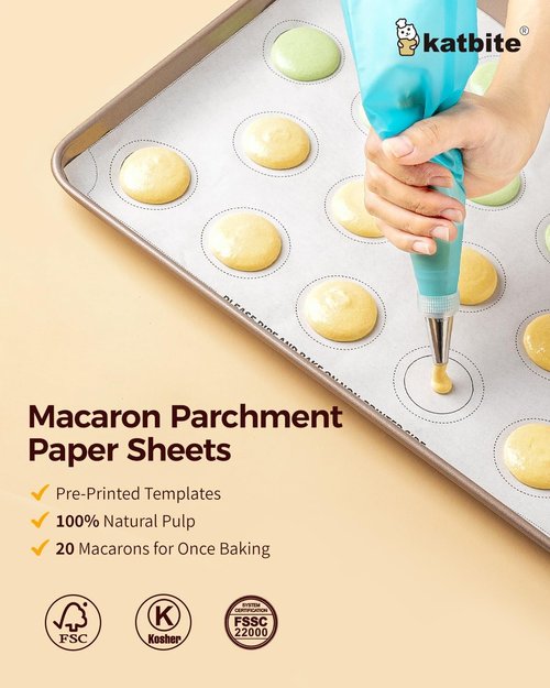 Katbite Macaron Parchment Sheets - Non-Stick Baking Stencil, 12x16 In, Heavy Duty & Pre-Cut