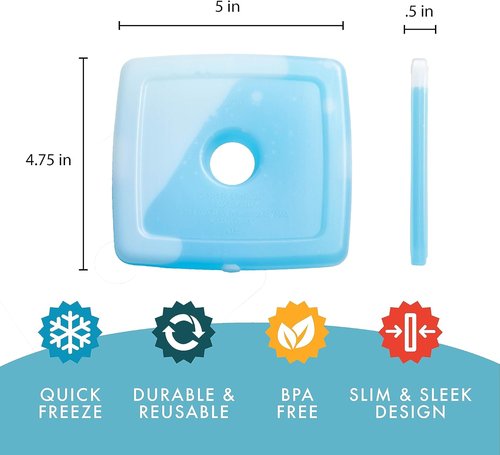 Fit & Fresh Cool Coolers | 4-Pack Slim Ice Packs - Quick Freeze, Space-Saving Design for Lunch Boxes