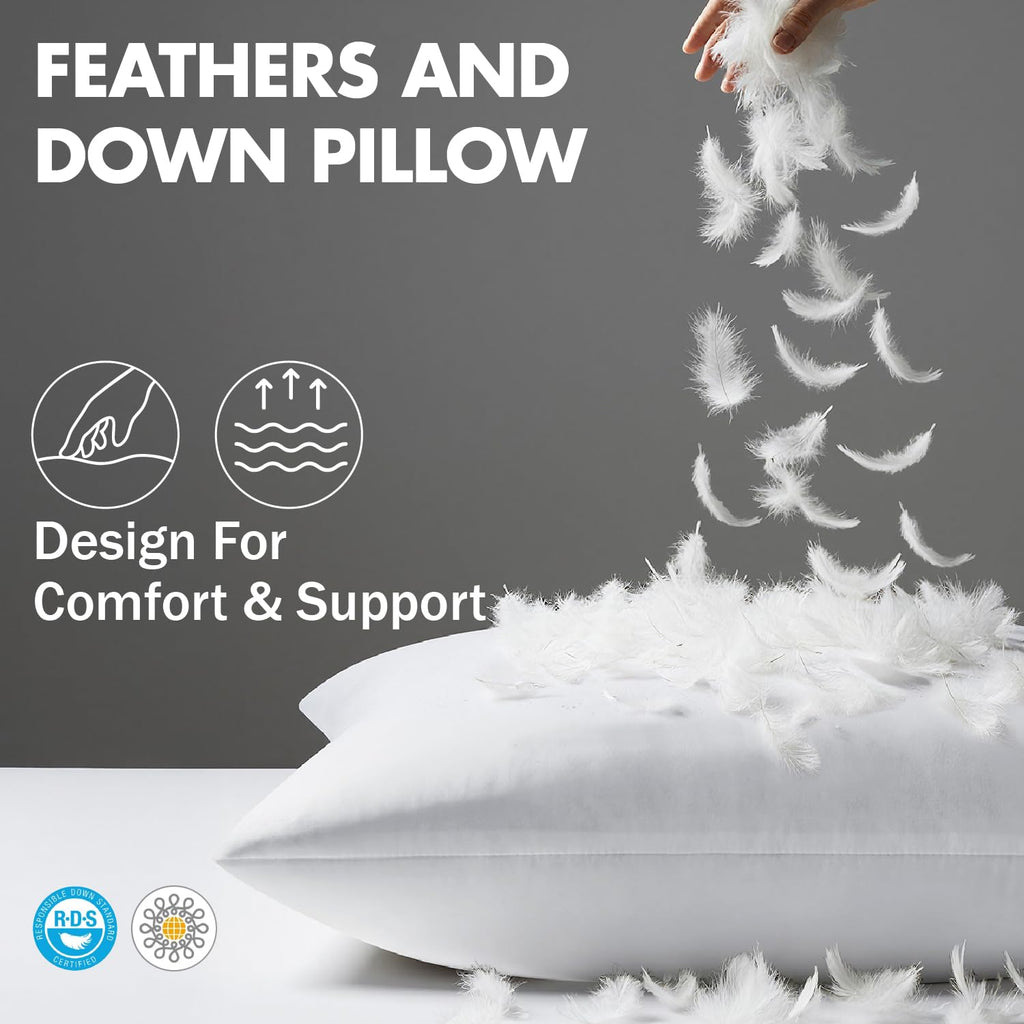 MIULEE 14x36 Inch Down Feather Pillow Insert,Fluffy and Comfy Throw Pillow with Cotton Fabric for Bed Couch and Sofa