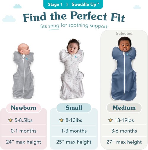 Love to Dream Swaddle Up Original - Ultra Breathable Cotton Wearable Blanket, 1.0 TOG, Medium 13-19lbs, Moon Olive