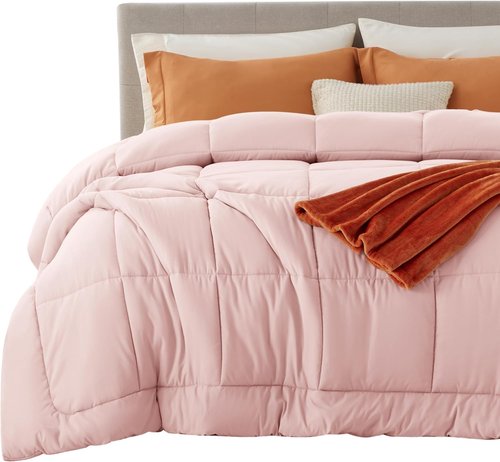Bedsure Comforter Duvet Insert - All-Season Quilted Down Alternative Bedding, Cal King 96x102", Pink