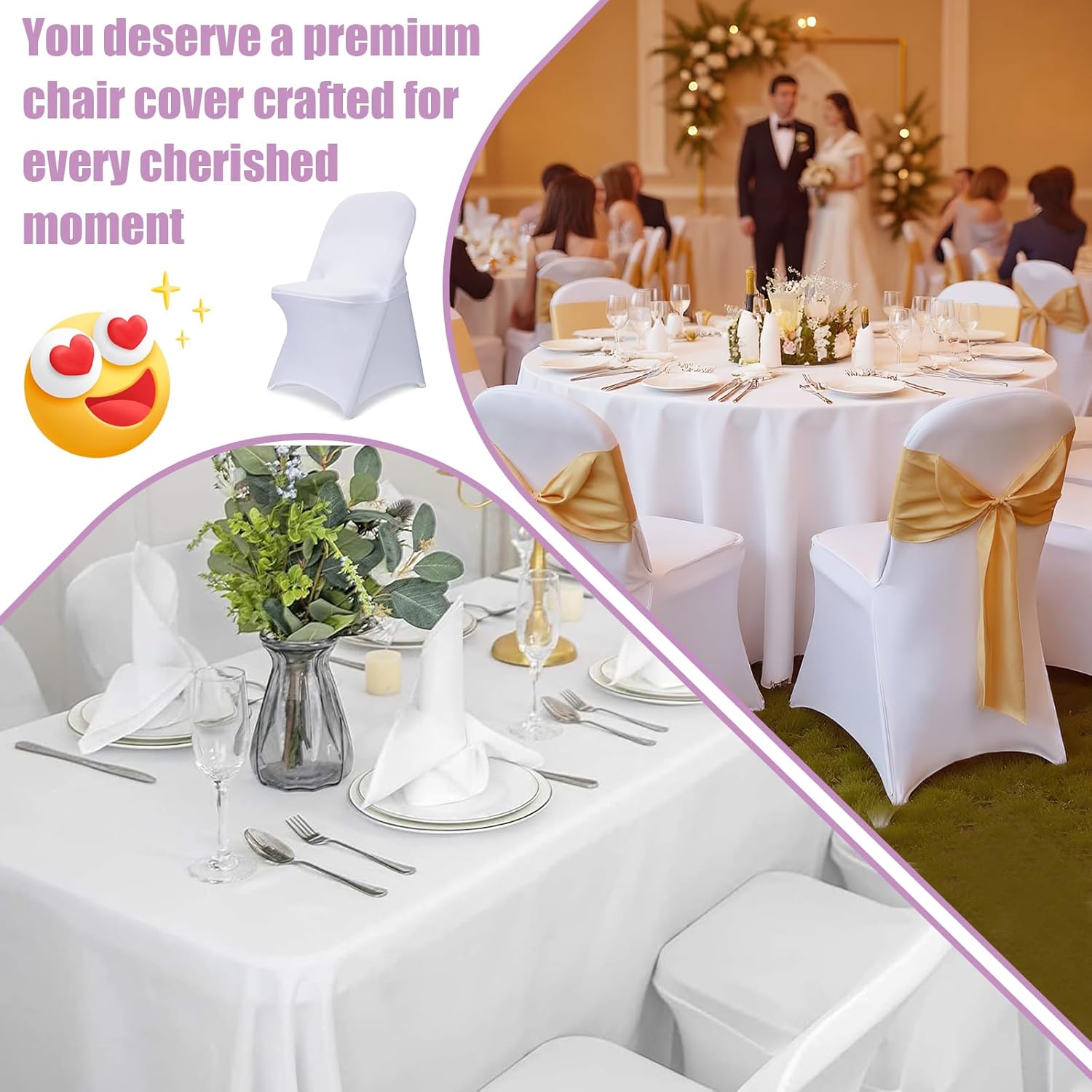 Stretch Spandex Folding Chair Covers - 30 PCS Durable White Machine Washable Covers for Weddings & Events