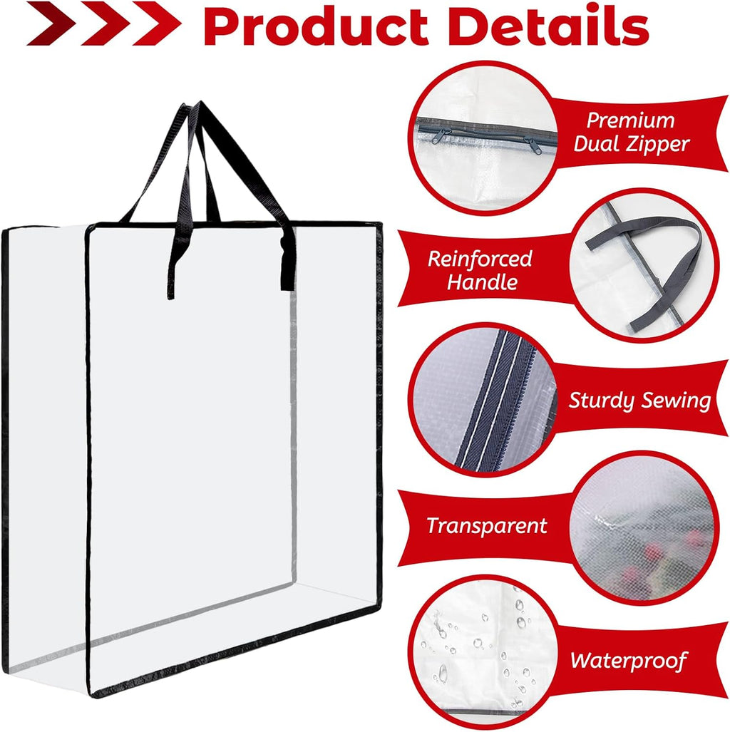 Regine Switzerland Wreath Storage Bag - 26-Inch Clear Container for Christmas Decorations | 5-Pack