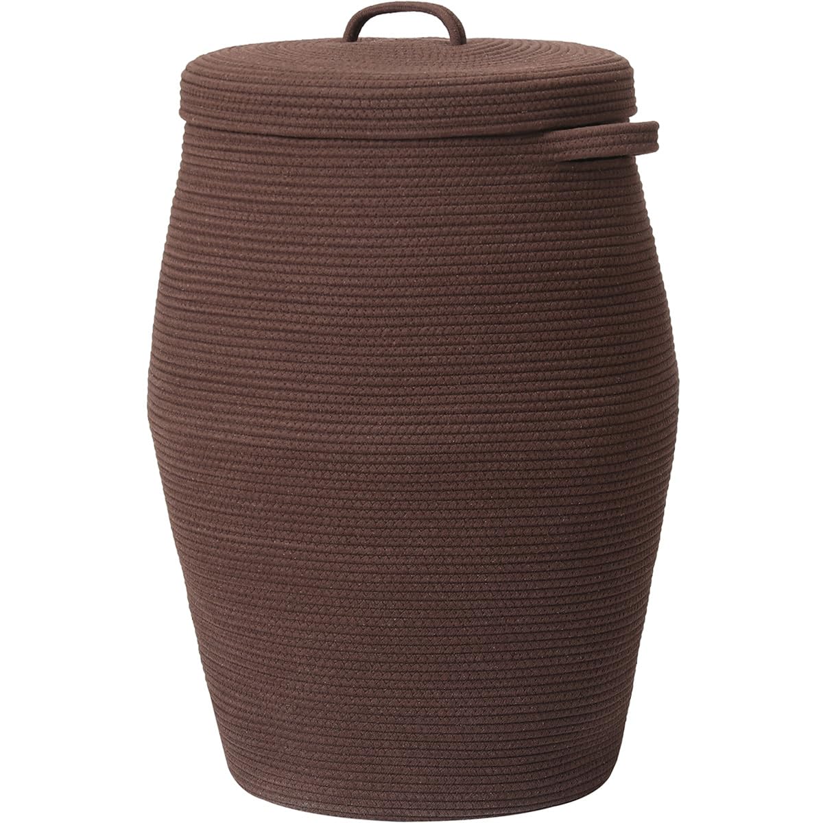 26"x20" Handcrafted Tall Cotton Rope Basket with Lid, Stylish Flagon Shape with Cover, Clothes Hamper with Top, for Bedroom and Living Room, All Dark Brown