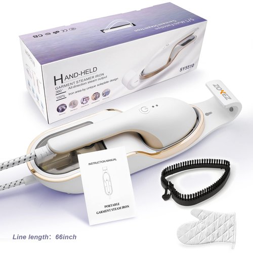 ZOKEZ Handheld Steamer for Clothes, 1500W Extra Large Soleplate, 330ml Detachable Tank, 2-in-1 Horizontal & Vertical Use, Fabric Wrinkles Remover, No Water Leak and Auto-Off