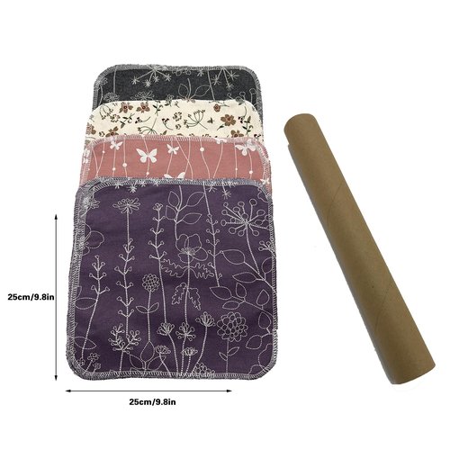 Reusable Paper Towel Rolls 20 Pack,Washable Napkin Cloth Value Set of 4 Colors 20 Pack of Paperless Towel-100% Cotton, Super Soft, Absorbent Made to Last (Blooming)