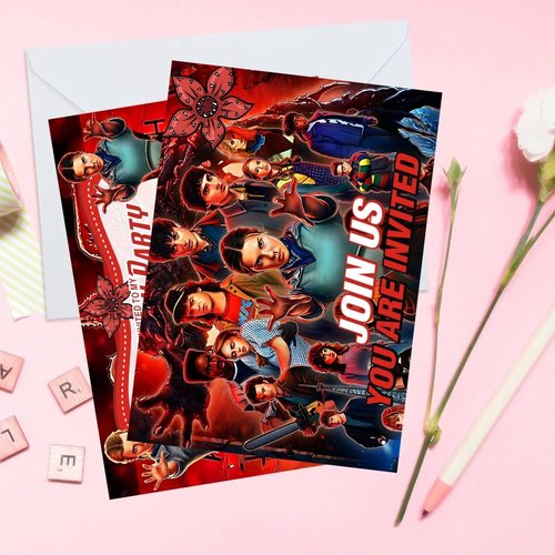 DSOE 16pcs Stranger Season 5 Things Birthday lnvitation Cards Gift Cards with Envelopes for Stranger Season 5 Things Theme Party Supplies