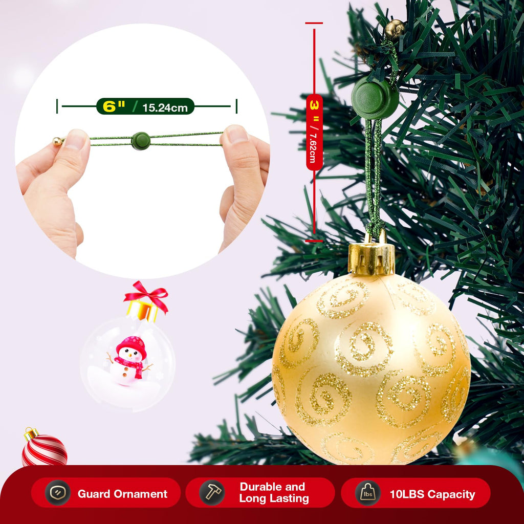 Christmas Ornament Guardian, Adjustable Ornament Hooks for Hanging Small Large Heavy Ornaments, Ornaments Hanger Hooks for Christmas Tree Hanging Holiday Ornaments (36)