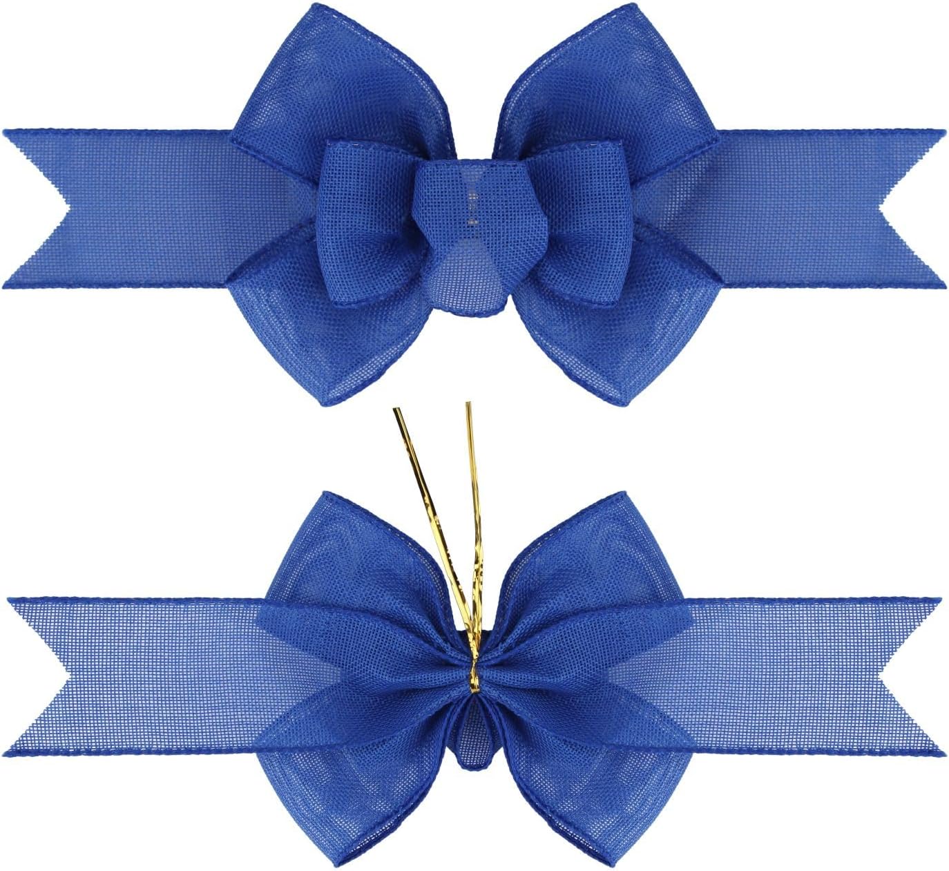 Meseey Royal Blue Wired Ribbon - Handmade Burlap Bows for Wreaths & Gift Wrapping | 2 Pcs Set