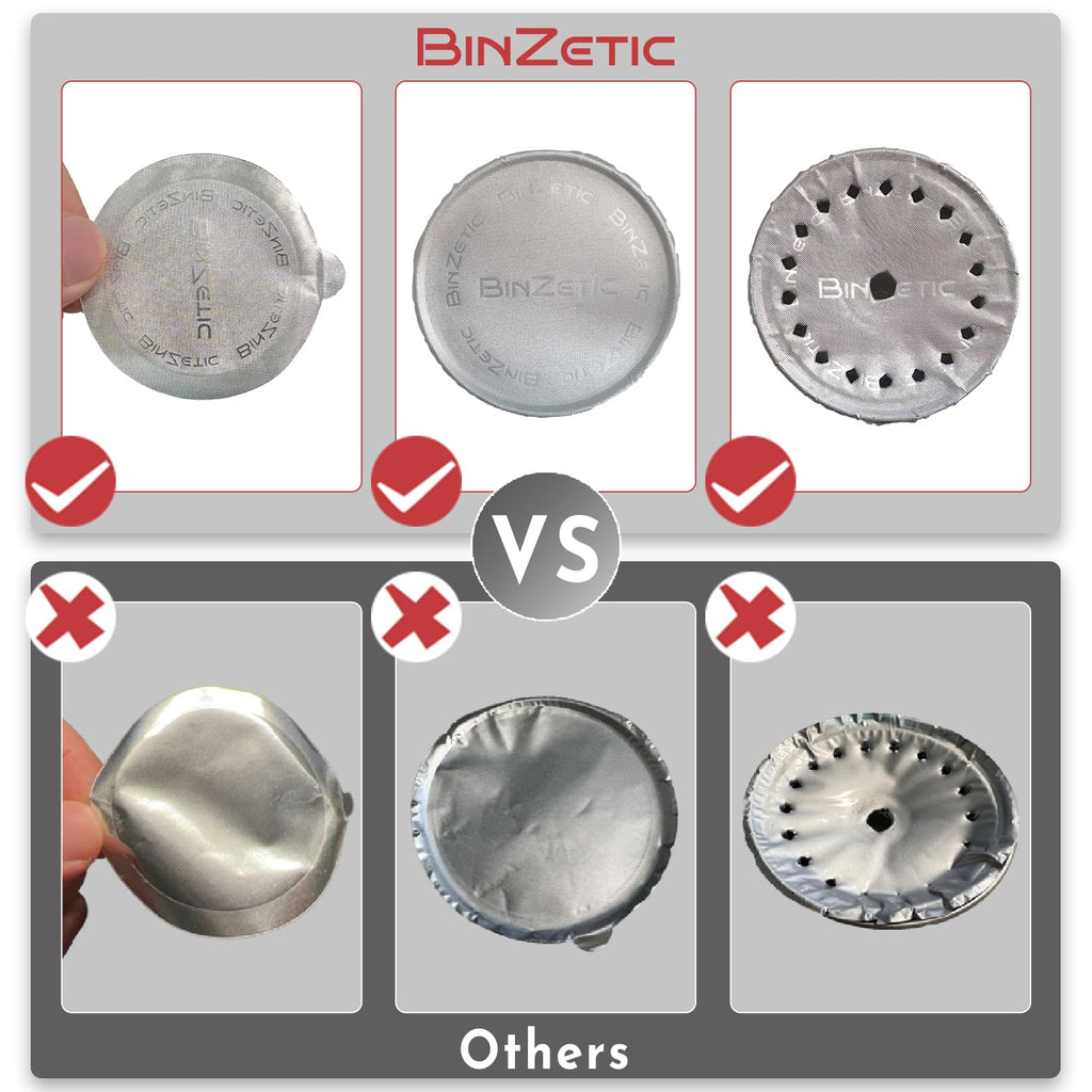 BinZetic® 100Pcs Aluminum Foil Seal Lids for Nespresso Vertuo Pods [62mm,Food-grade] Best suited for BinZetic® Refill Kit