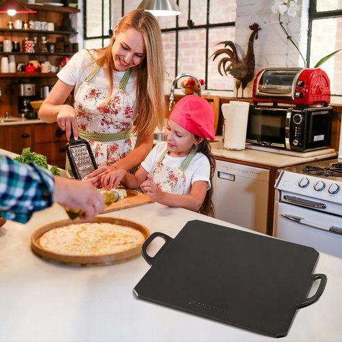 ROCKSHEAT 18 x 14 inch Pizza Steel, Premium Carbon Steel Baking Plate for Perfectly Crispy Pizzas and Breads, Dual Handles, Ideal for Home and Commercial Use