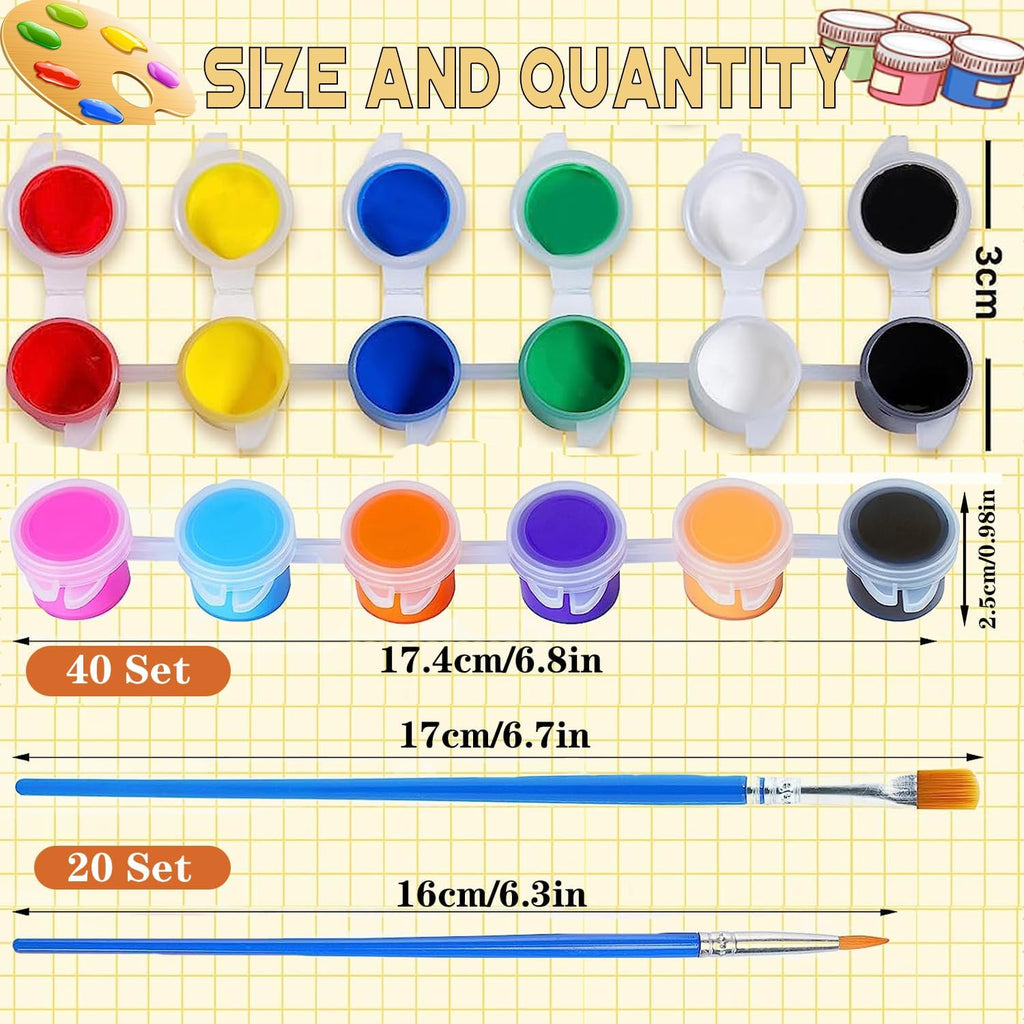 Skiennix 145 Pcs Mini Acrylic Paint Set - Washable 12 Colors with 5 Paint Trays for Kids & Adults Crafting