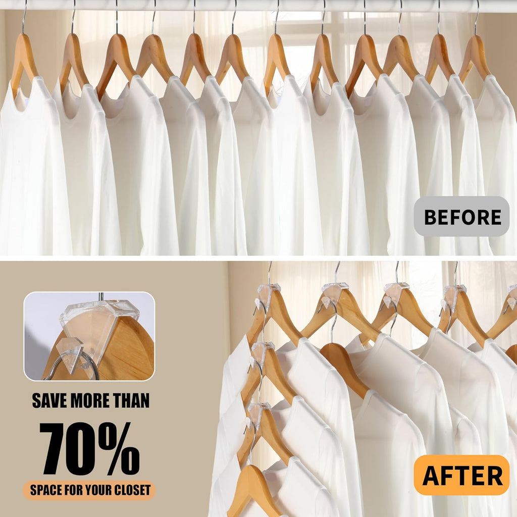SLMT Space Saving Hanger Hooks - 30 Pack Clear Clothes Connector for Closet Organization